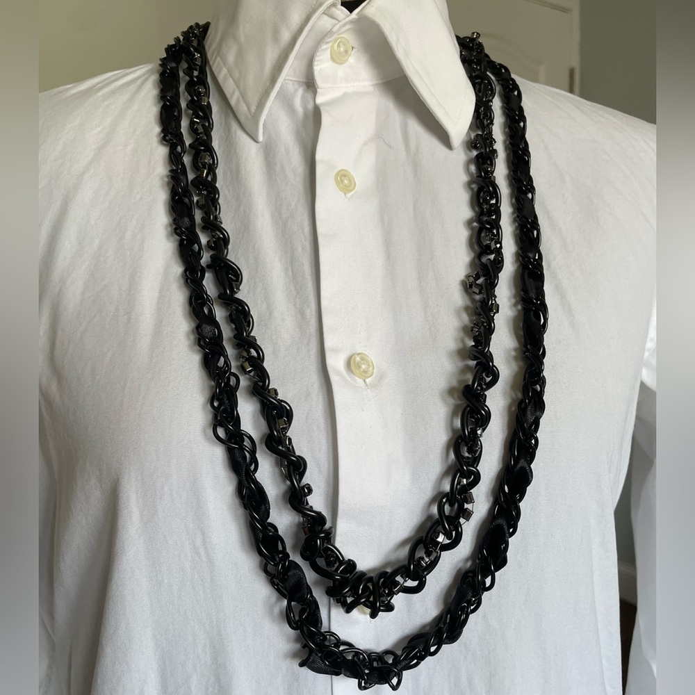 Chico’s Black Braided Chain Necklace